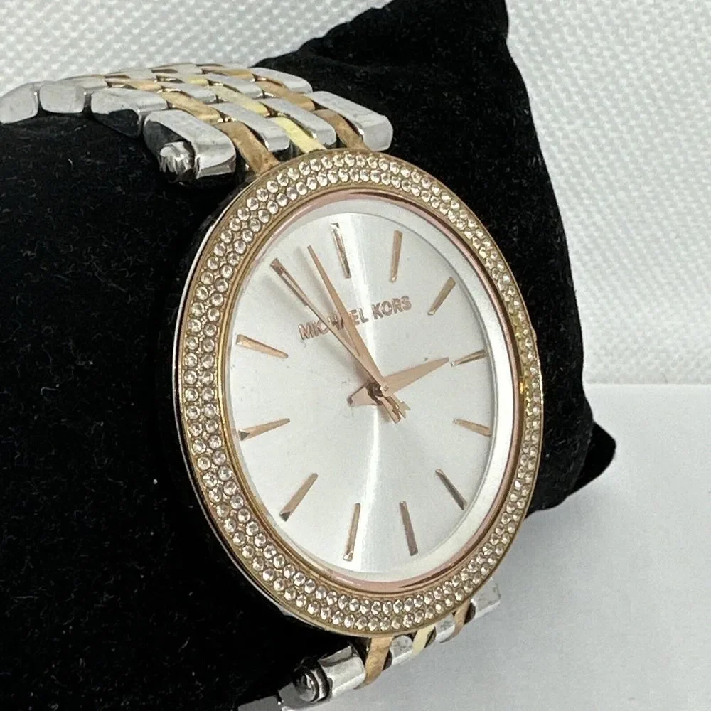 Michael Kors Darci MK3203 Women's Tri-Tone Glitz Analog Dial Quartz Watch NUL27
